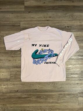 Nike Men Sportswear My Nike Friends Pink Long Sleeve T Shirt  Medium